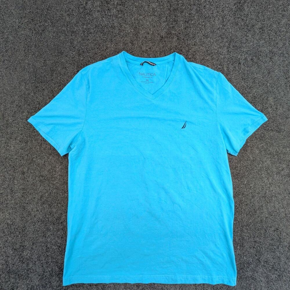 Nautica T Shirt Mens 2XL Blue Crew Neck Workout Sports Short Sleeve Pullover Tee